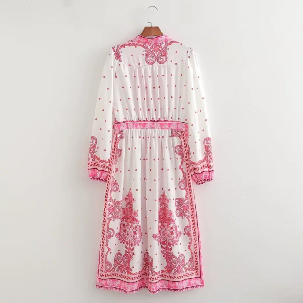 ZARA Autumn Long Sleeve Printed Collar Dress